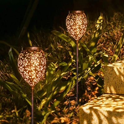 Afbeelding van Joycreator Metalen lampen op zonne energie voor buiten, tuin, met IP65 waterdicht, warmwit, oosterse solarverlichting, terras, balkon, kerstdecoratie