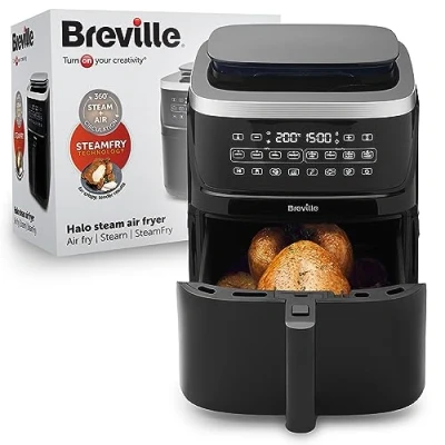 Afbeelding van Breville Halo friteuse zonder stoom, 7 l, digitale olievrije met SteamFry technologie, 1700 W, zwart [VDF133X] EU stekker