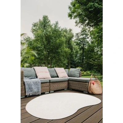 Afbeelding van Brussels Uni Buitenkleed Organisch Effen Indoor &amp; Outdoor Vloerkleed Tuinkleed, Balkonkleed Creme Wit Overig Polypropyleen 240x340 cm