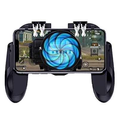Afbeelding van Ozkak Telefooncontroller met ventilator, PUBG mobiele gamecontroller, draagbaar, 6 vingers, gamepad joystick L1R1 L2R2 voor Android iOS iPhone Samsung Huawei smartphone