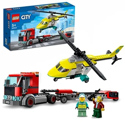 Afbeelding van LEGO 60343 City Grote voertuigen, Het vervoer met de helikopter, Vrachtwagen, minifiguren, cadeau, voor jongens en meisjes vanaf 5 jaar