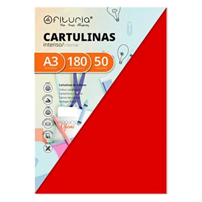 Afbeelding van 50 vellen rood DIN A3 180 g karton