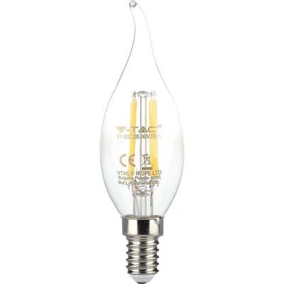 Afbeelding van V TAC VT 1997 N LED Lampen Kaars E14 IP20 Helder 4 Watt 400 Lumen 3000K 2 Jaar