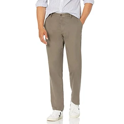 Image de Amazon Essentials Pantalon chino à coupe droite, infroissable, devant plat pour homme, taupe, 106,7 x 76,2 cm (l L)