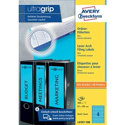 Afbeelding van Avery Ordnerrugetiketten Zweckform 192 X 61 Mm Blauw 400 Stuks