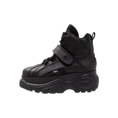 Afbeelding van Buffalo Sneakers hoog, Dames, Maat: 40, Black Leer en textiel