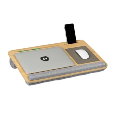 Afbeelding van Relaxdays laptopkussen met muismat 10 x 55,5 36 cm polssteun telefoonhouder