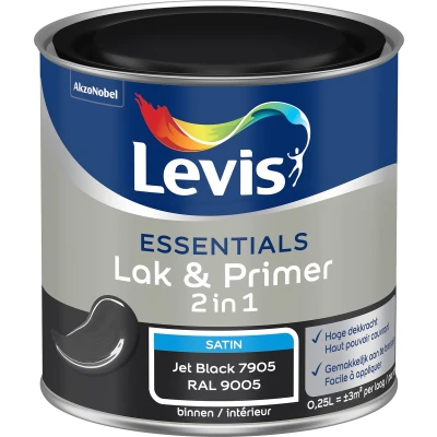 Afbeelding van Levis Essentials Lak &amp; Primer Jet Black (RAL 9005) 7905 0,25 L
