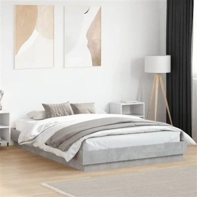 Afbeelding van vidaXL Bedframe met LED verlichting betongrijs 150x200 cm