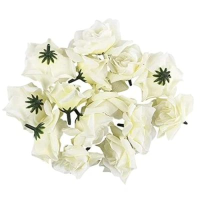 Afbeelding van Ideen mit Herz Decoratieve bloemen, kunstbloemen, verschillende soorten, ca. diameter 4 5 cm (rozen wit 14 stuks)