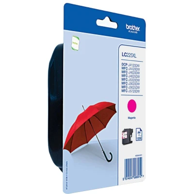 Afbeelding van Brother inktcartridge, 1200 pagina&#039;s, OEM LC 225XLM, magenta, op blister inktcartridge