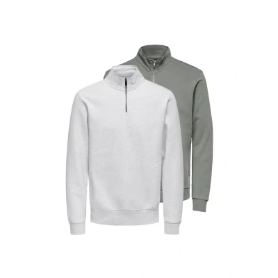 Afbeelding van Only &amp; Sons 2ER PACK Ceres Sweater Grau hellgrau, Heren, Maat: Medium, hellgrau