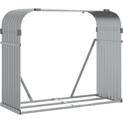 Afbeelding van Haardhoutopslag 120x45x100 cm gegalvaniseerd staal lichtgrijs