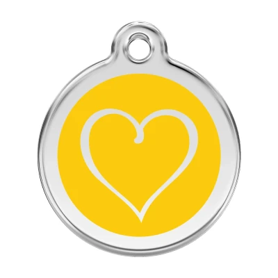 Afbeelding van Tribal Heart Yellow roestvrijstalen hondenpenning large/groot dia. 3,8 cm RedDingo