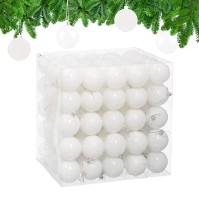 Afbeelding van Relaxdays Boule de Noël, lot Pratique 100, Plastique Robuste, pour décorer Le Sapin, diamètre : 6 cm, Blanche
