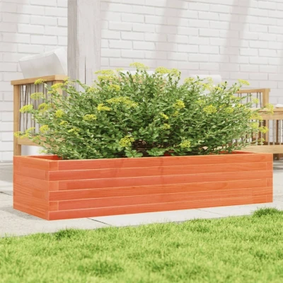 Afbeelding van Plantenbak 110x40x23 cm massief grenenhout wasbruin