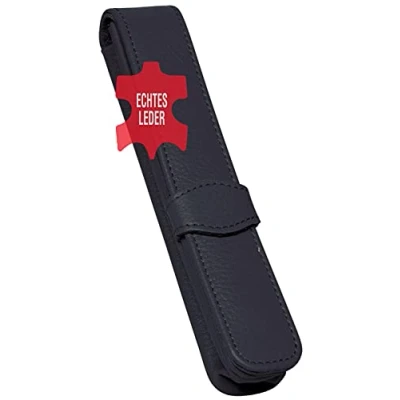Afbeelding van Online Schreibgeräte 90758 zwart echt lederen etui voor slanke en elegante pen hem haar
