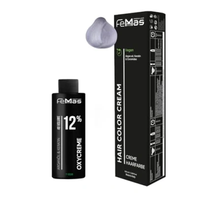 Afbeelding van Femmas Super lichtgevend haarverfset ultra violet 902 S I Hair Color Cream 100 ml + oxy crème 12% permanente haarkleur ontwikkelaar zacht en duurzaam