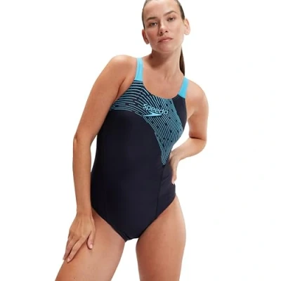 Afbeelding van Speedo Womens Medley LOGO Piece Badpak, Dames, Maat: 46, True navy/picton blue
