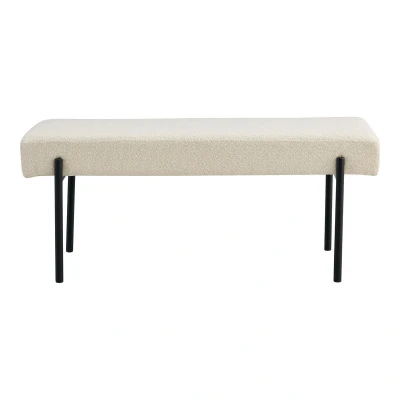 Afbeelding van Swindon Bench in bouclé, white with black legs, 100x36x42,5 cm, HN1232