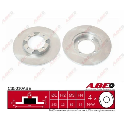 Afbeelding van ABE C35010ABE Remschijf Vooras 243 13 4 volledig