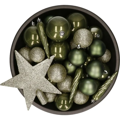Afbeelding van Kerstbal plc d8 cm mos groen 33st kerst Decoris
