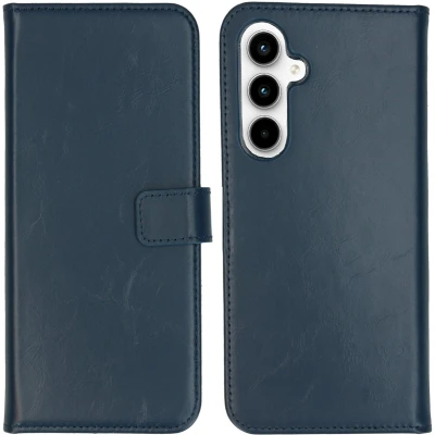 Afbeelding van Selencia Hoesje Geschikt voor Samsung Galaxy A55 Met Pasjeshouder Echt Lederen Bookcase Blauw