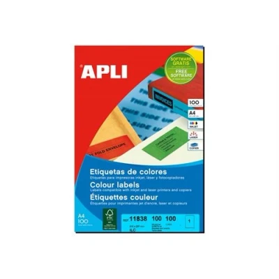 Image de APLI Adhésif permanent jaune A4 (210 x 297 mm) 100 étiquette(s) (100 feuille(s) 1) boîte étiquettes permanentes