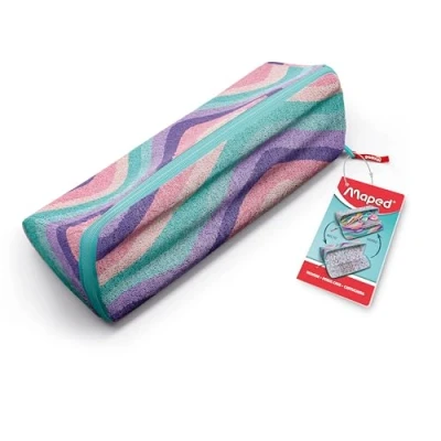 Afbeelding van Maped Schooltas met opening XXL Omkeerbaar personaliseerbaar etui, 1 kleurzijde Grote praktische Driehoekig etui 22 x 6 cm Pastel Wavy van zachte stof