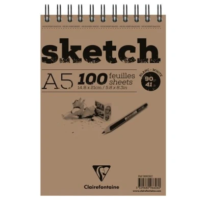 Image de Bloc Sketch croquis spiralé 14,8x21 90 grammes 100 feuilles Blanc