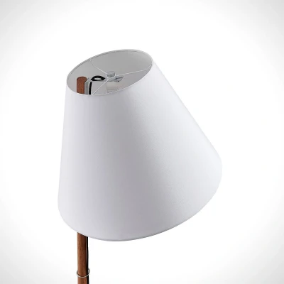 Afbeelding van Lucande vloerlamp 1licht stof, hout H: 160 cm E27 wit, donker eiken