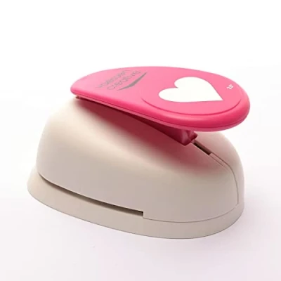 Afbeelding van Vaessen Creative Papieren perforator hart 7,9 x 8 cm cirkelsnijder voor knutselen en kaarten maken, wit/roze