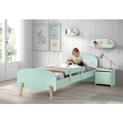 Afbeelding van LUCEVI Kiddy bed + Nachtkastje Hangplankjes Uitvalbeveiliging Mint Green 90x200 cm