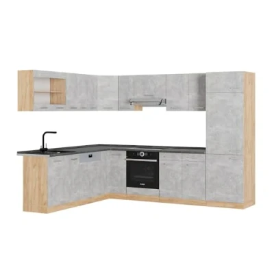Afbeelding van Vicco Hoekkeuken R Line, Beton/gouden eik, 227 x 287 cm , WB Antraciet