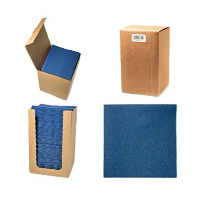 Image de Alvotex CHIC Airlaid Lot de 100 serviettes toilette en forme coctail 1/4 plis semblables à du tissu, serviette jetable qualité supérieure, bleu foncé, 20 x cm