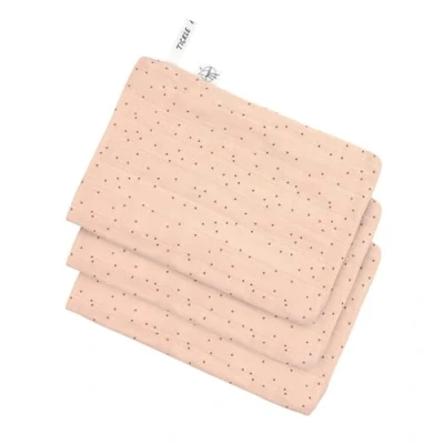 Afbeelding van LÄSSIG Set van 3 chiffon washandjes met stippenpatroon, perzikroze
