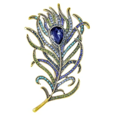 Afbeelding van Mecool Vrouwen Vintage Pauw Veer Broche Broches Gesimuleerde Kristal Tranen Broche, Metaal, Stof Glas Metaal