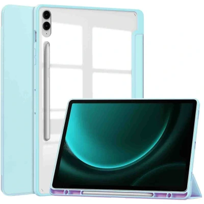 Afbeelding van iMoshion Tablet Hoes Geschikt voor Samsung Galaxy Tab S9 FE Plus / Trifold Hardcase Bookcase Lichtblauw