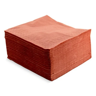 Afbeelding van MORIGAMI Servetten 40 x 40, 2 lagen, 1/4 vouwen, 50 servetten, gladde lagen met rand, terracotta