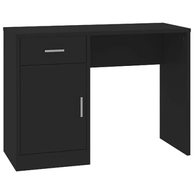 Afbeelding van Bureau met kast en lade 100x40x73 cm bewerkt hout zwart