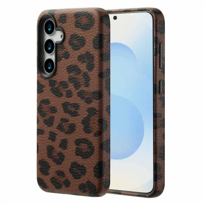 Afbeelding van Selencia Hoesje geschikt voor Samsung Galaxy S25 Sabi Backcover panterprint MagSafe Mocha Brown