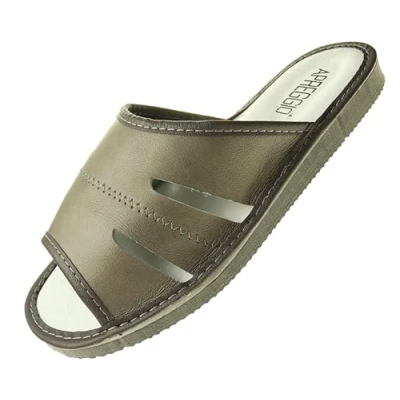 Afbeelding van APREGGIO leren pantoffels voor heren herenpantoffels pantoffels, grijs.