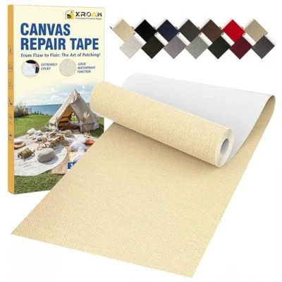Afbeelding van Zelfklevende waterdichte stoffen patch 8 x 160 cm voor outdoormeubels, boothoezen, banken, tenten, woonkamerstoelen, zonwering, geelbeige