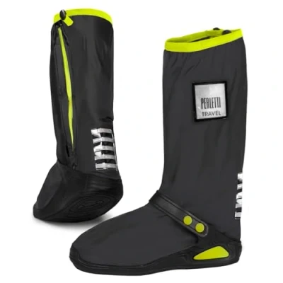 Afbeelding van PERLETTI waterdichte wasbare overschoenen voor heren en dames, regenschoenovertrek met versterkte antislipzool, regen, sneeuw, modder, Zwart limoengroen