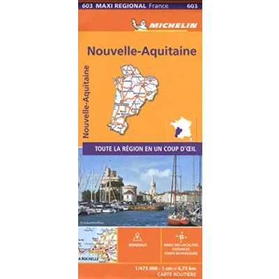 Afbeelding van Aquitaine, Limousin and Poitou Charentes , France Michelin Maxi Regional Map 603