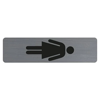 Afbeelding van Exacompta Ref. 67168E 1 deurplaat verticaal zelfklevend Dame Bedrukte wandbord Op alle ondergronden Geborsteld aluminium look Afmetingen: 4,4 x 16,5 cm