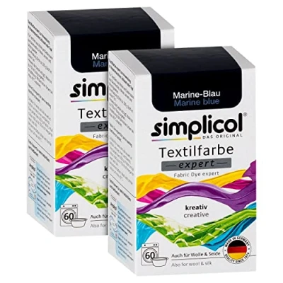Afbeelding van simplicol Expert 2 x marineblauwe textielverf 1708: kleur voor creatief en eenvoudig verven in de machine of met hand, 150 g (2 stuks)