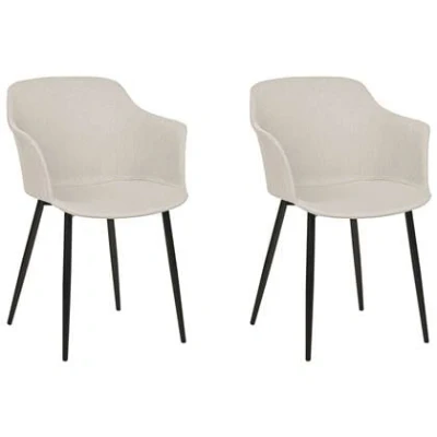 Afbeelding van Beliani ELIM Eetkamerstoel set van 2 Lichtbeige Polyester