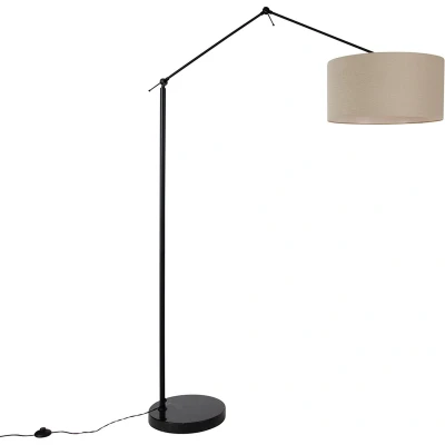 Afbeelding van QAZQA editor stof Design Vloerlamp Staande Lamp met kap 1 lichts H 190.8 cm Zwart Woonkamer Slaapkamer Keuken