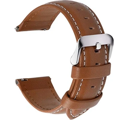 Afbeelding van Fullmosa horlogeband gemaakt van echt leer, 14 mm 16 18 19 20 22 24 mm, 12 kleuren, Axus met snelsluiting, bruin
